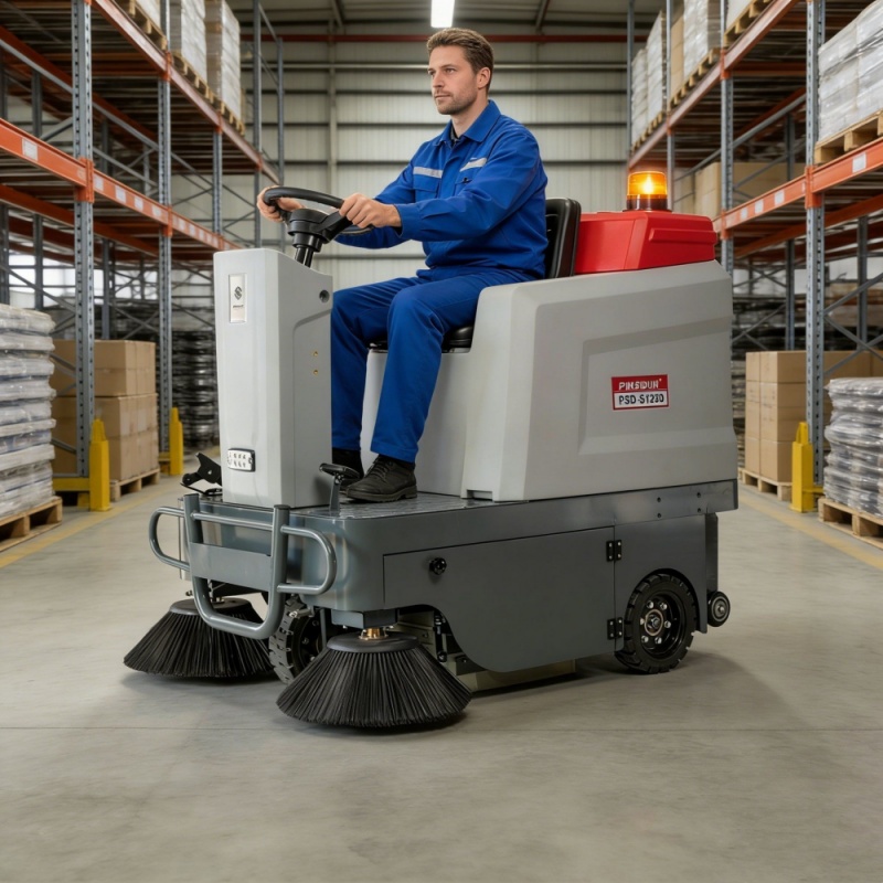 Barredora de piso con operador a bordo