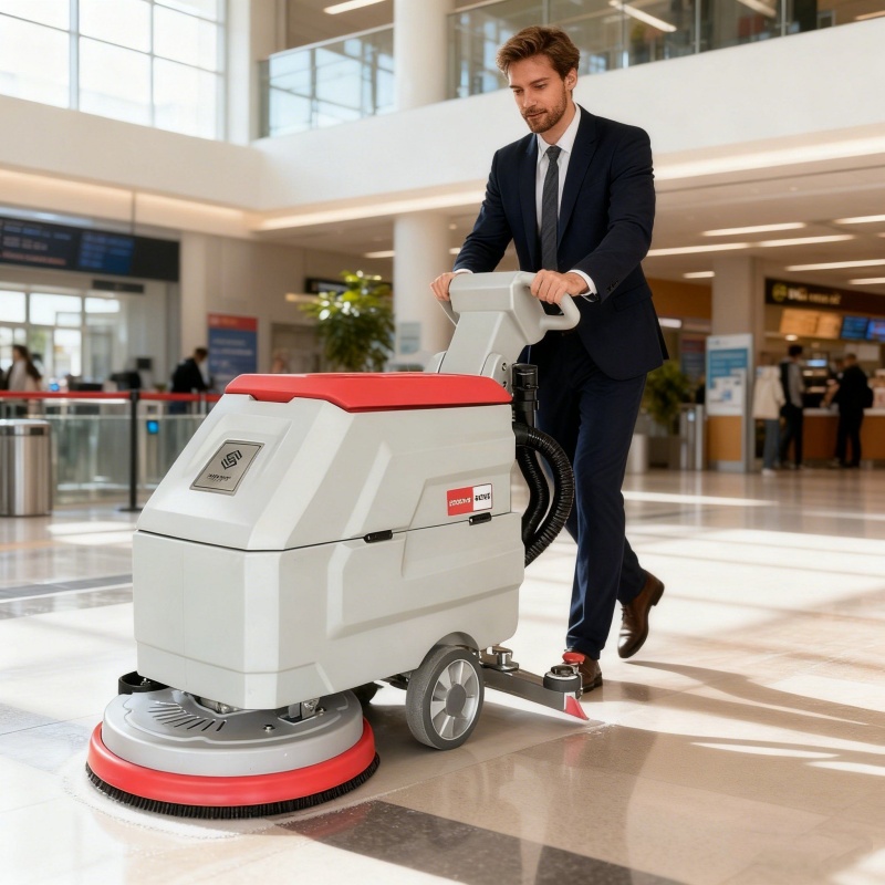 Fregadora de pisos con operador a pie
